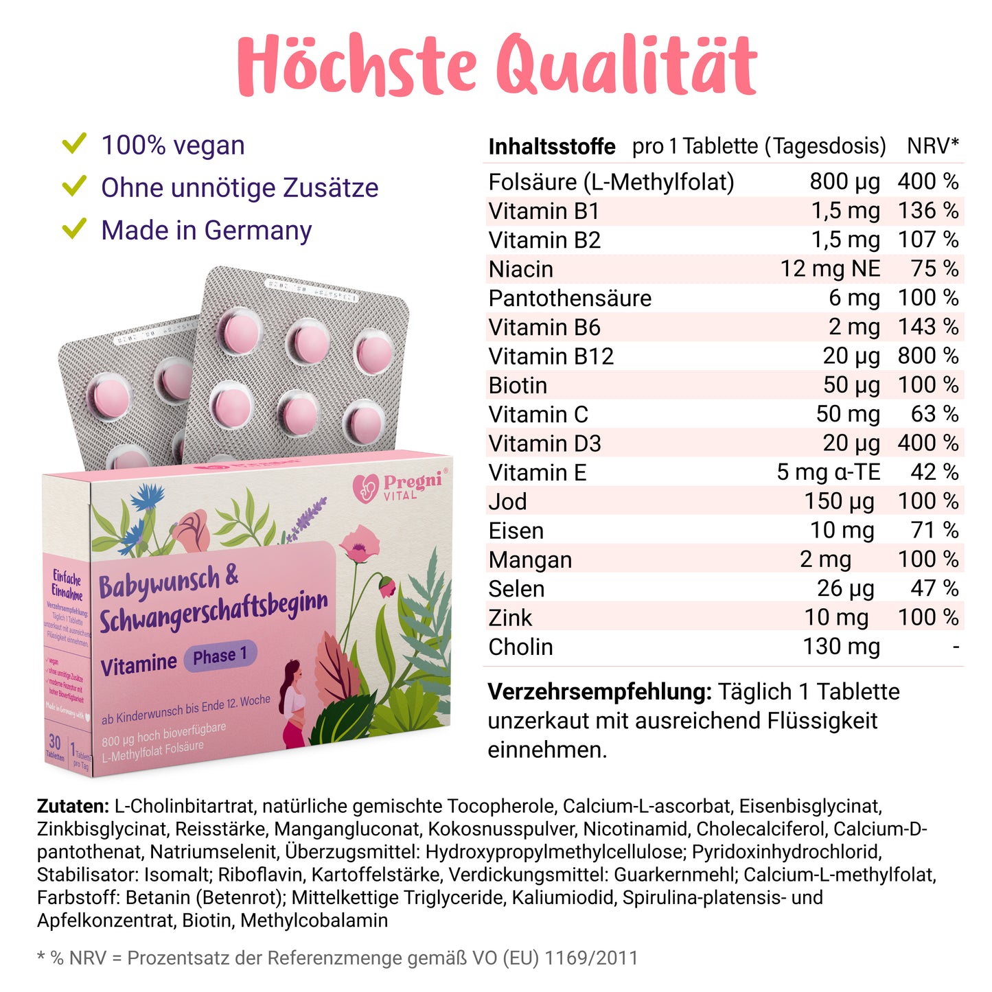 Schwangerschaftsvitamine Phase 1