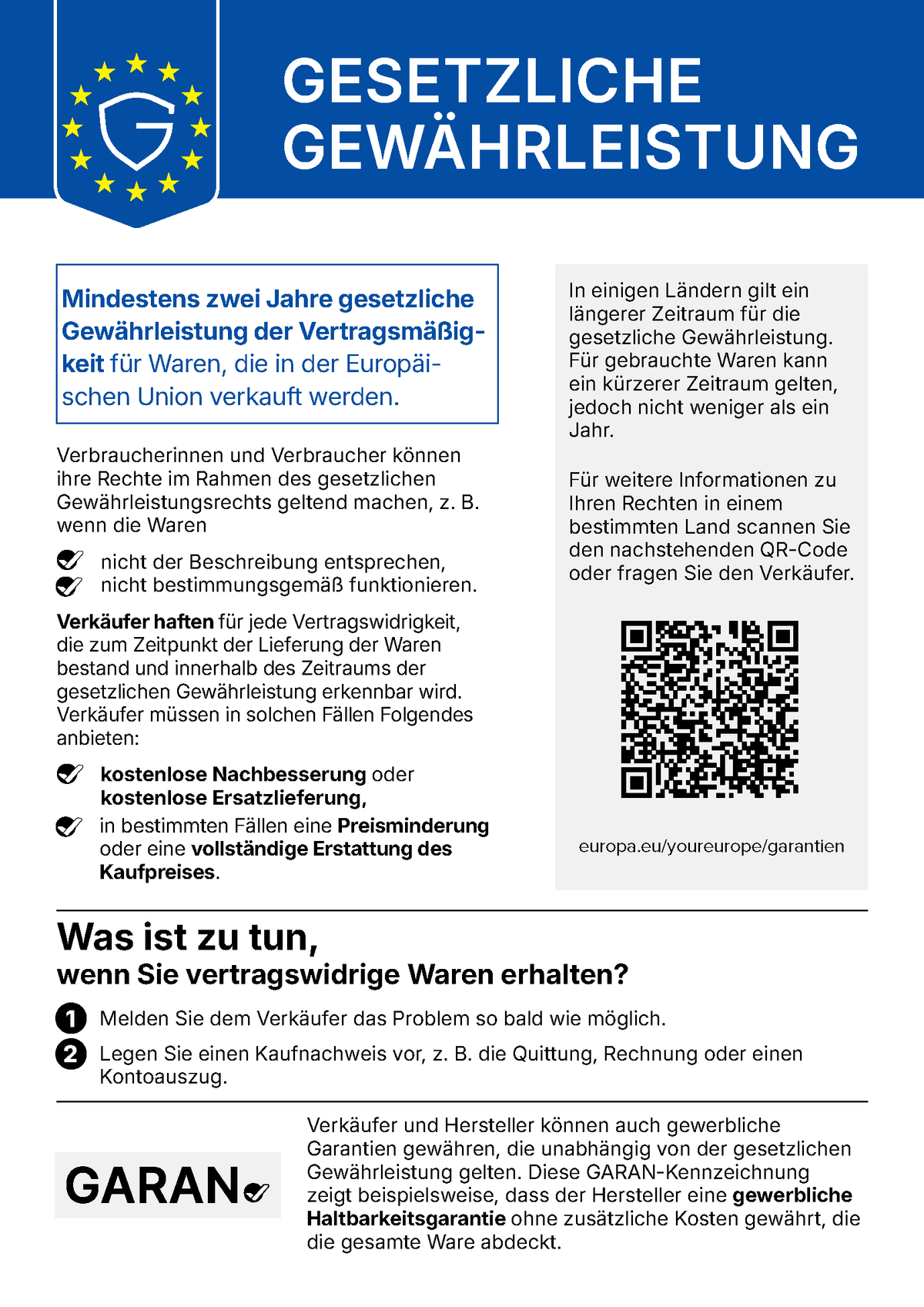 EU Gewährleistungslabel
